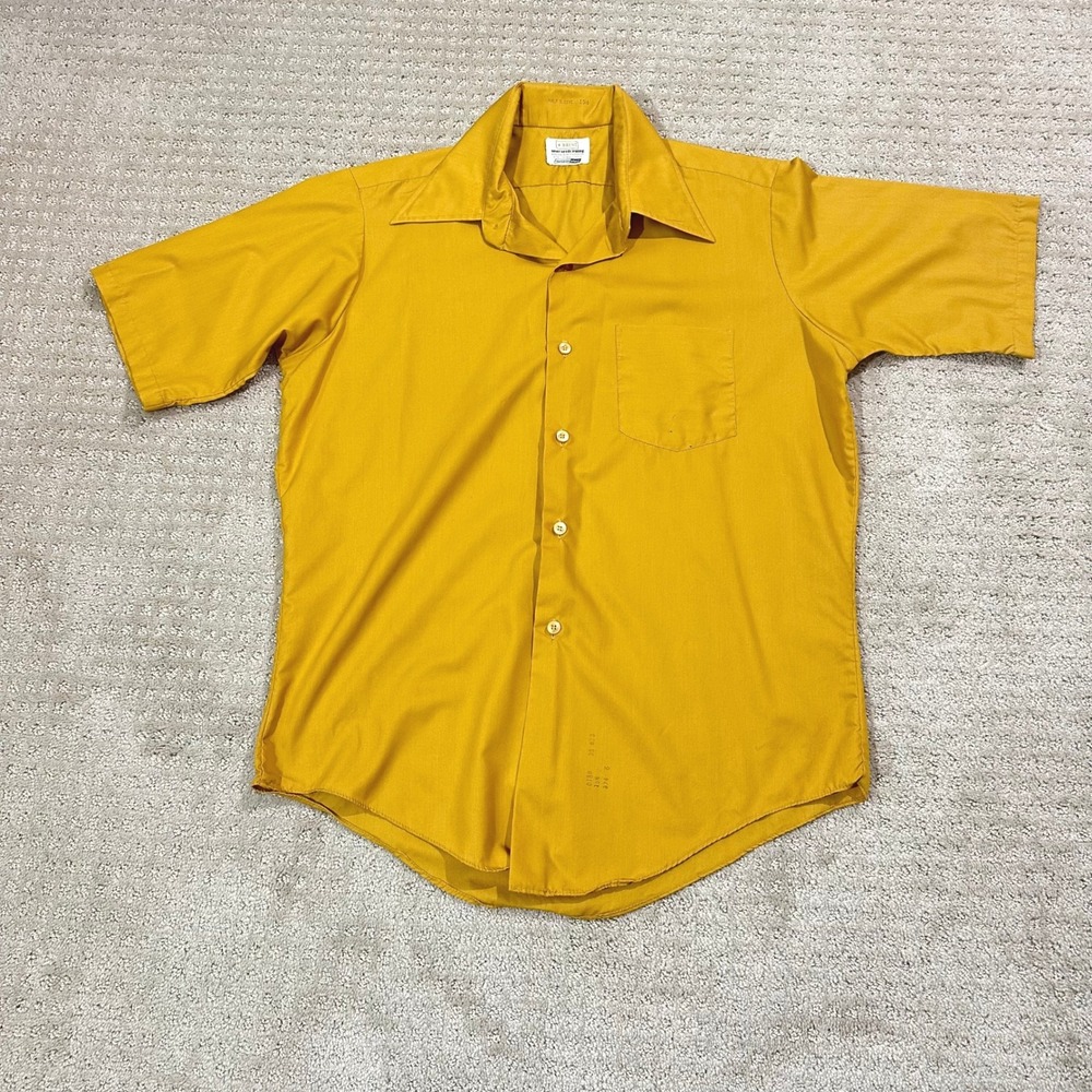 VTG Brent Shirt Men M L 15.5 Sanforized Short Sleeve Button 50s 60s Rockabilly